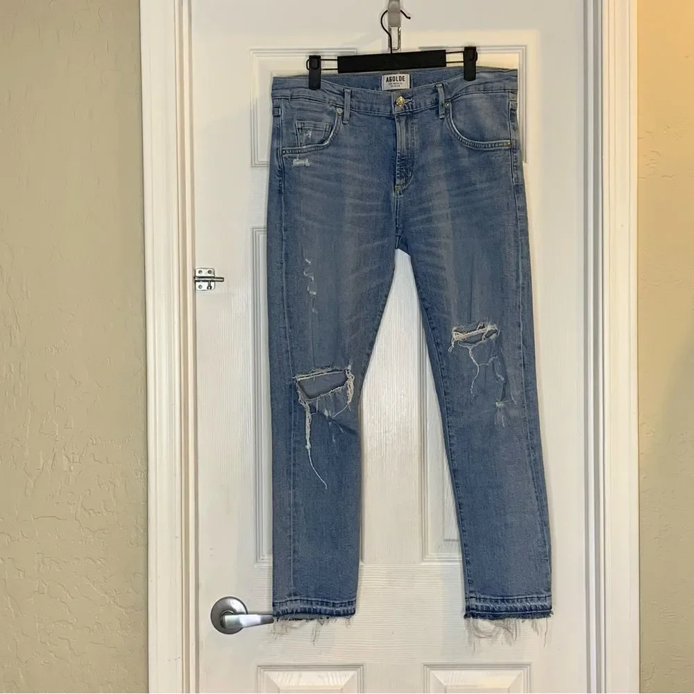 AGOLDE Isabel Slim Boyfriend jeans in a blue distressed wash Size 29